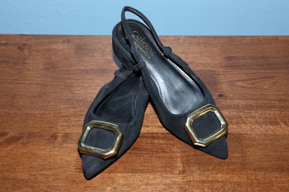 CATHERINE MALANDRINO Womens Black Pointe Toe Slingback Shoes 6.5
